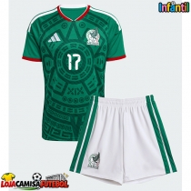 Camisa de Futebol México Orbelin Pineda #17 Equipamento Principal Infantil Mundo 2026 Manga Curta (+ Calças curtas)